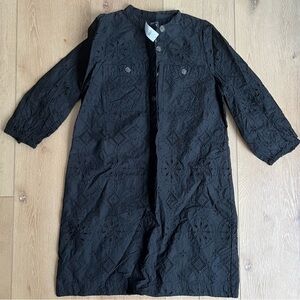 GAP Black Eyelet Button-Up tunic dress